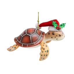 Resin Sea Turtle Wearing a Santa Hat