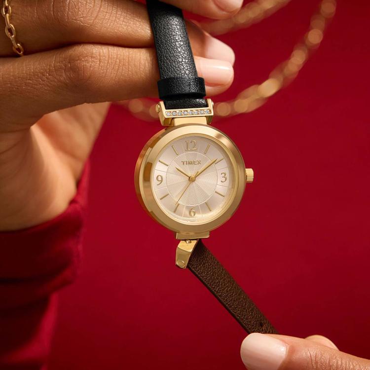 Womens Timex® Gold-Tone Black to Brown Strap Watch - TW2W96400JT