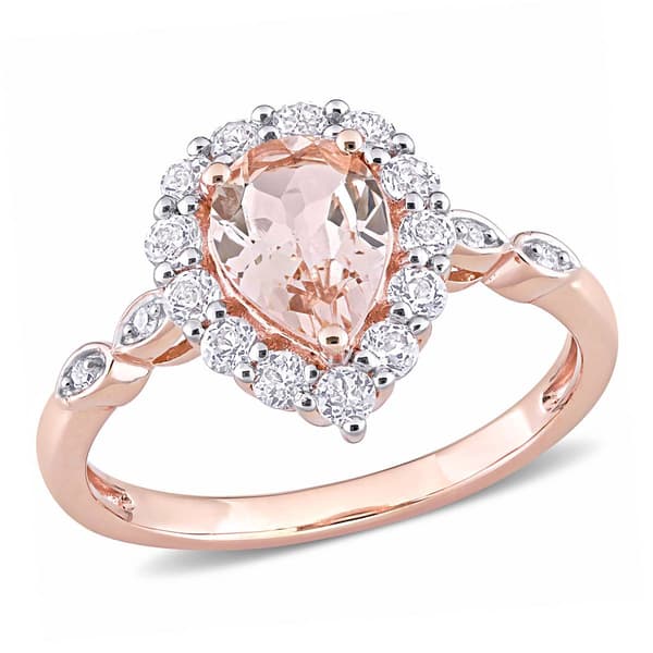 Gemstone Classics&#40;tm&#41; 10kt. Rose Gold Teardrop Halo Ring - image 