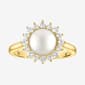 Gemstone Classics(tm) Lab Grown White Sapphire Pearl Halo Ring - image 1