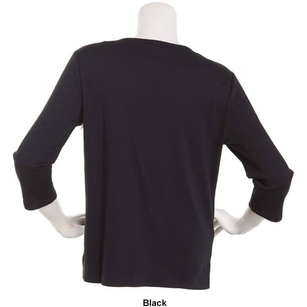 Petite Hasting &amp; Smith 3/4 Sleeve Solid Open Crew Neck Top