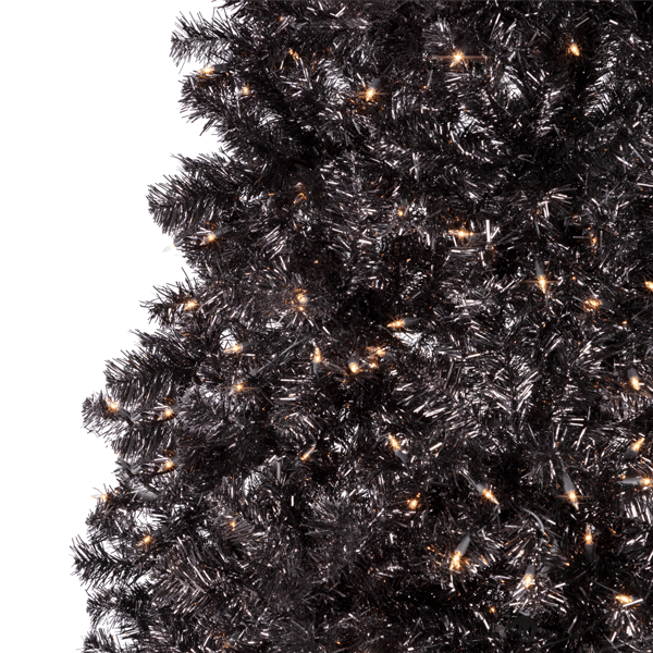 Northlight 9ft. Pre-Lit Black Artificial Tinsel Halloween Tree - image 