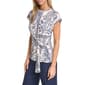 Womens Halston Cap Sleeve Tie Waist Floral Tile Blouse - image 3