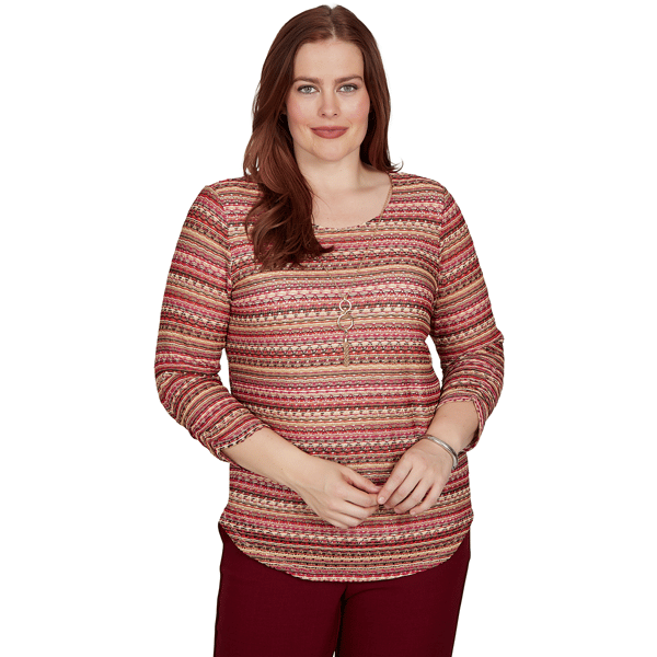 Petite Alfred Dunner Union Square Bayadere Stripe Blouse - image 