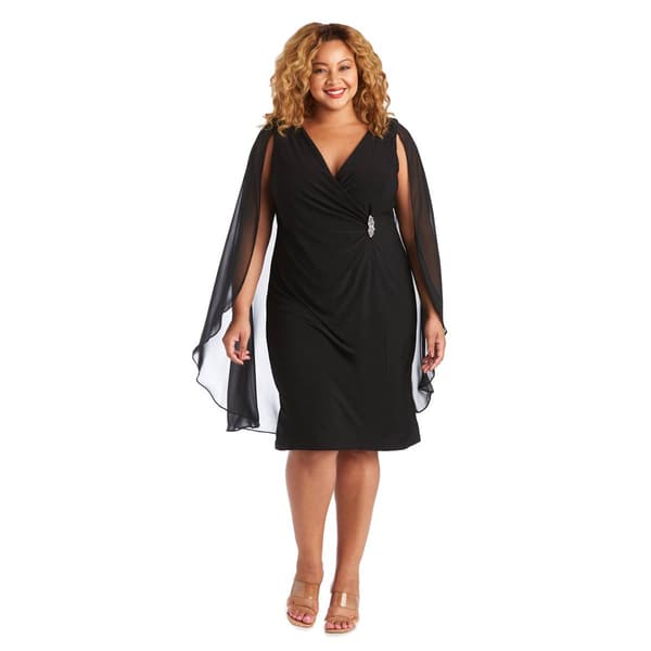 Plus Size R&M Richards Chiffon Duster Cape Wrap Dress - image 