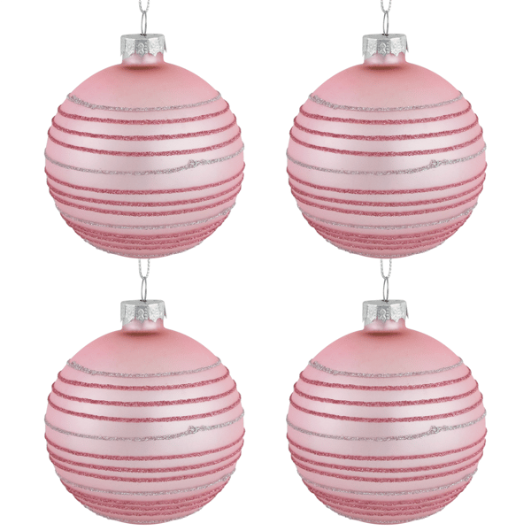Northlight 4ct. Pink Striped Glass Christmas Ball Ornaments