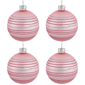 Northlight 4ct. Pink Striped Glass Christmas Ball Ornaments - image 5