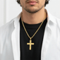 Mens Iron Saints 18kt. Gold Plated Cross Pendant Necklace - image 3