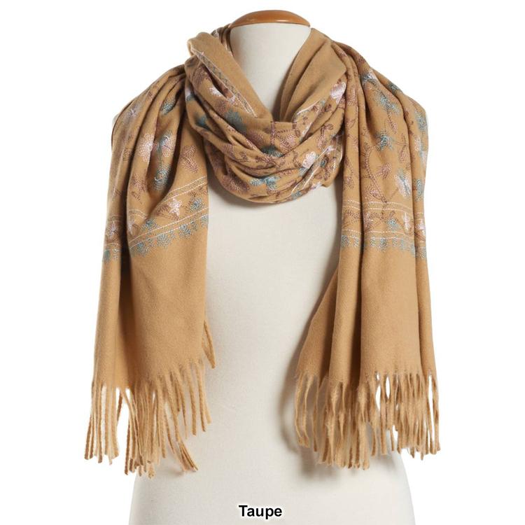 Womens Jessica McClintock Embroidered Floral Scarf