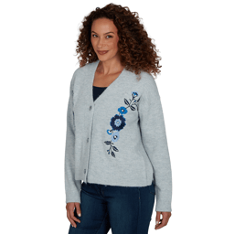 Womens Skye’s the Limit Icy Blue Sparkle Floral Cardigan