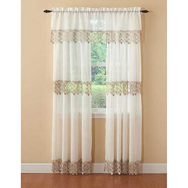 Lillian Macrame Trim Curtain Panel - image 