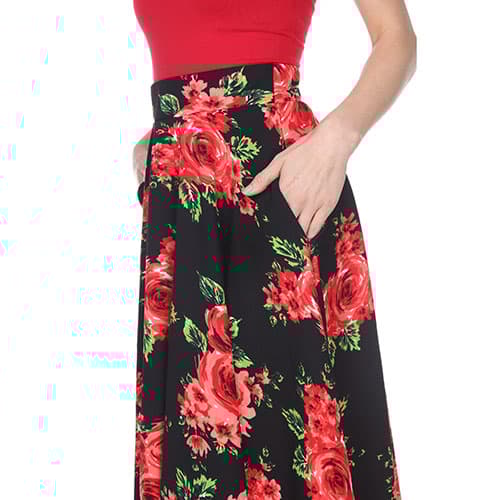 Womens White Mark Floral Flared Print Midi Skirt