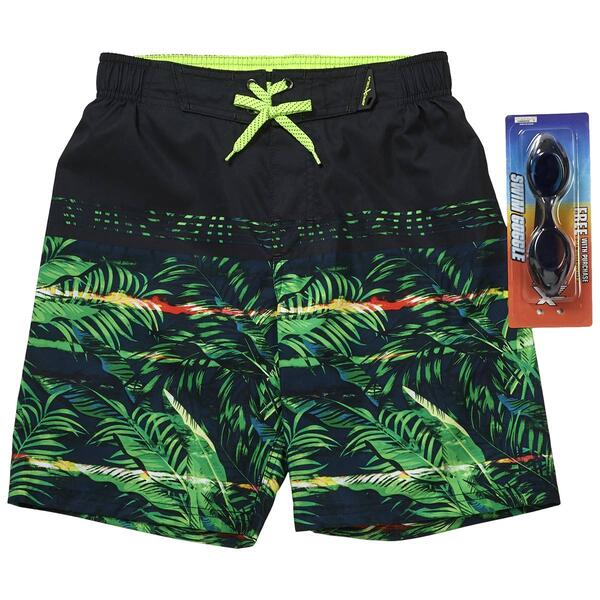 Boys &#40;8-20&#41; ZeroXposur Rainforest Board Shorts & Goggles - image 