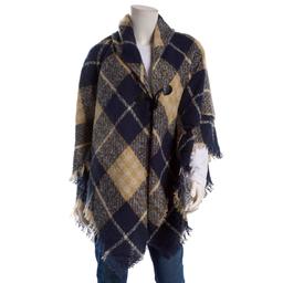 Womens Altare Plaid Cape W/Toggle Navy