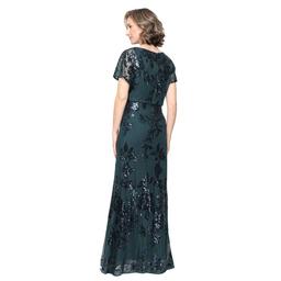 Womens SLNY Short Sheer Sleeve Floral Beaded Blouson Gown