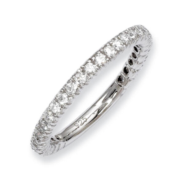 Sterling Silver Multi Stone Cubic Zirconia Ring - image 