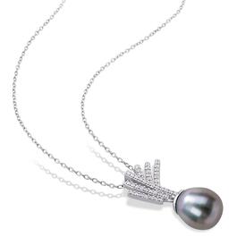 Gemstone Classics&#8482; Tahitian Pearl & Diamond Drop Pendant