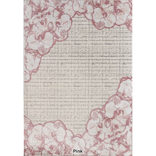 Elizabeth Sutton Floral Border Rectangular Area Rug