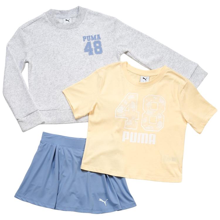 Girls (7-16) Puma(R) 3pc. 48 Sweater/Tee & Skort Set