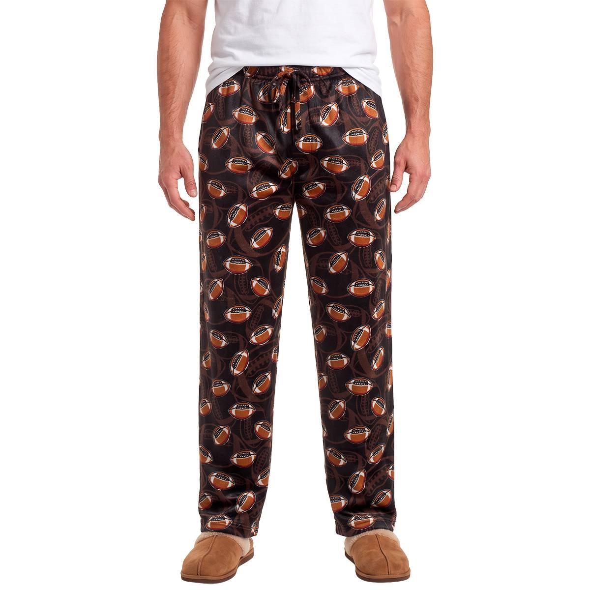 Preswick & Moore(R) Football Silky Fleece Pajama Pants - Black