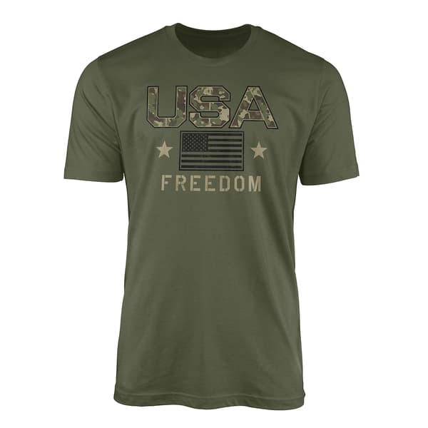 Mens Camo Freedom Short Sleeve Tee - image 