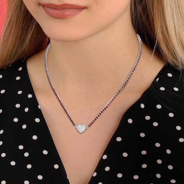 Sophia B Garnet & Created White Sapphire Collar Necklace