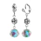 1928 Aqua & Pink Flower Bead w/ Crystals Clip Earrings - image 1