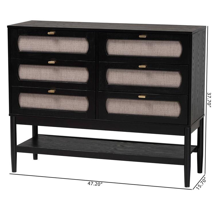 Baxton Studio Shirin Mid-Century Wood 6-Drawer Dresser