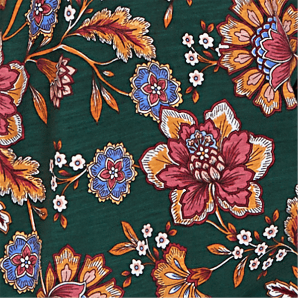 Womens Ruby Rd. Game of Luxe Elbow Sleeve Floral Vines Blouse