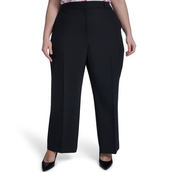 Plus Size Calvin Klein Button Front Pinstripe Dress Pants - image 