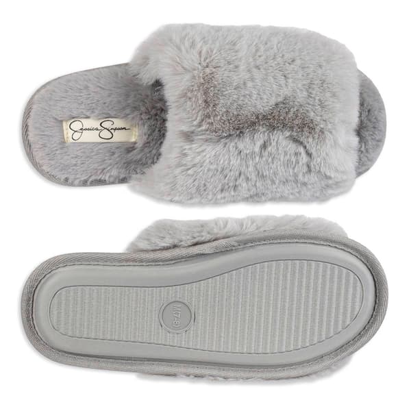 Womens Jessica Simpson High Plush Bunny Fur Slippers