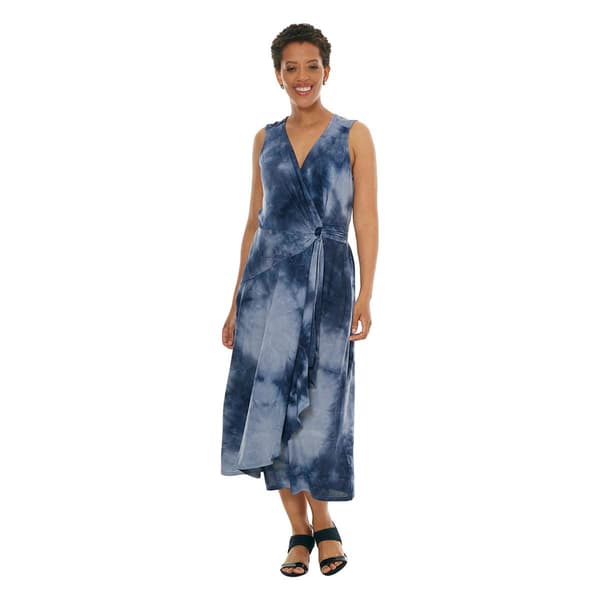 Womens Robbie Bee Sleeveless Tie Dye Side Ruched Maxi Dress - image 