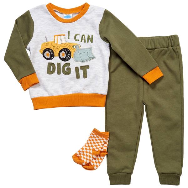 Baby Boy (12-24M) bon bebe(R) Dig It Construction Sweatshirt Set - image 