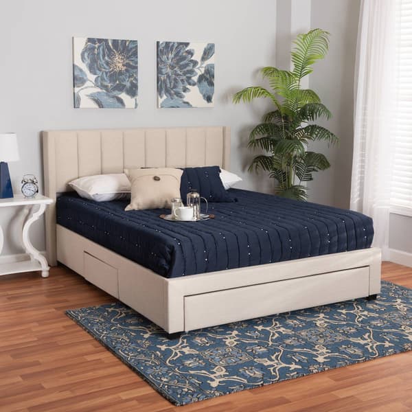 Baxton Studio Coronado Beige 3-Drawer Storage Platform Bed