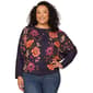 Plus Size Democracy Long Sleeve Boat Neck Floral Sweater - image 1