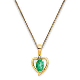 14k Emerald Diamond Pendant Necklace