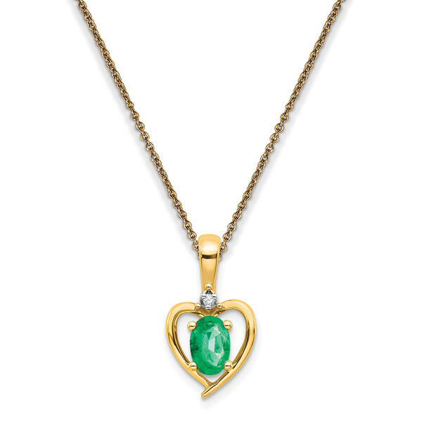 14k Emerald Diamond Pendant Necklace - image 