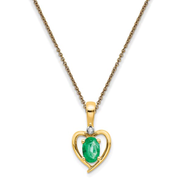 14k Emerald Diamond Pendant Necklace - image 