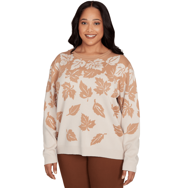Plus Size Alfred Dunner Mount Laurel Falling Leaf Sweater