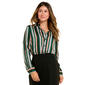 Womens Kasper Long Sleeve Button Front Stripe Satin Blouse - image 1