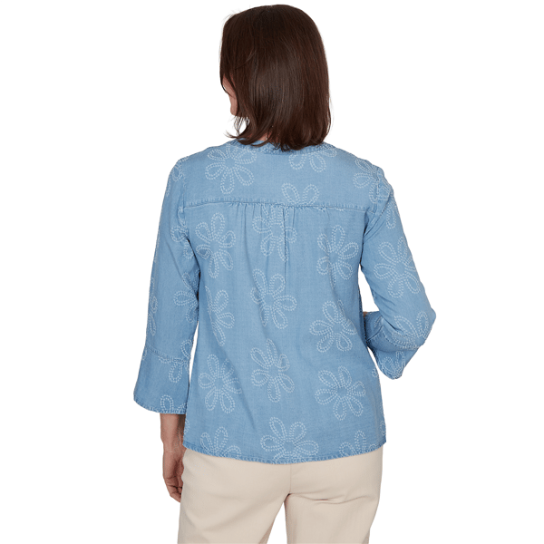 Petite Alfred Dunner Camden Market Floral Embroidery Blouse