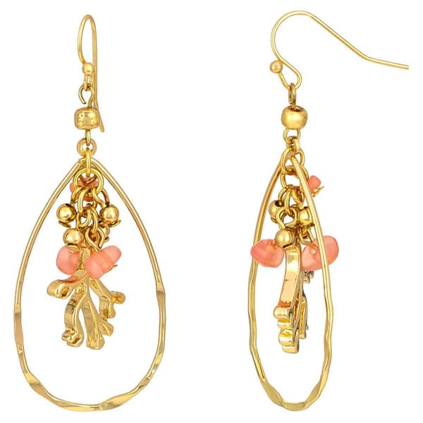 Ashley Cooper(tm) Coral Sealife Motif Open Teardrop Earrings - image 