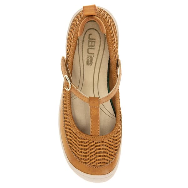 Womens JBU Summer Memory Foam T-Strap Flats