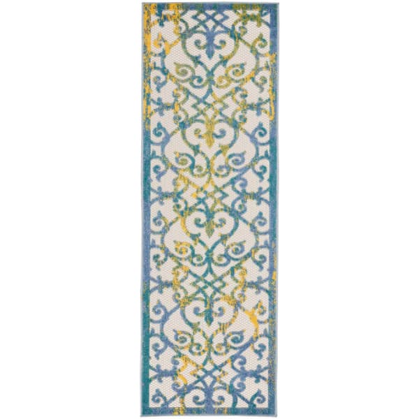 Nourison Aloha Scroll Print Indoor/Outdoor Runner - image 