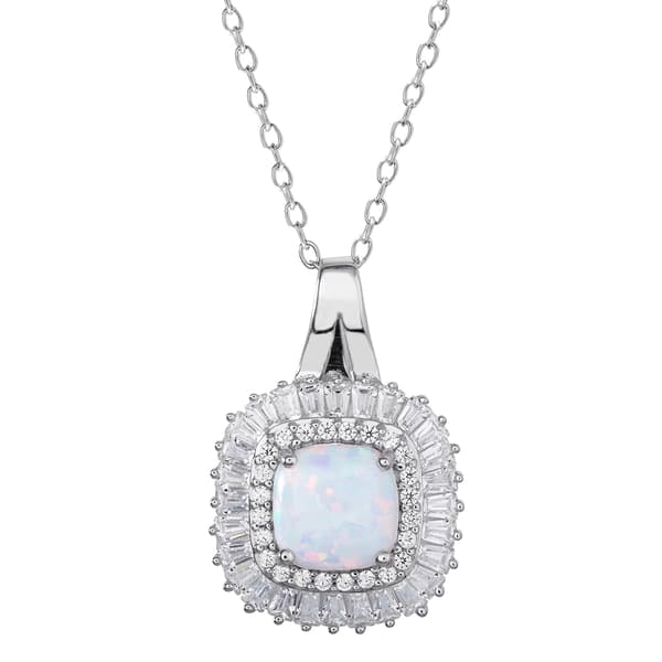 Splendere Cubic Zirconia & Opal Pendant - image 