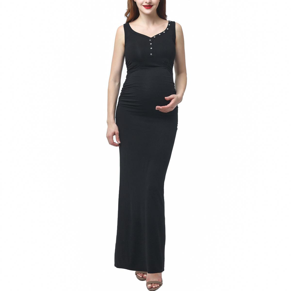 Womens Glow & Grow® Button Accent Maternity Maxi Dress