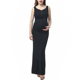 Womens Glow & Grow&#40;R&#41; Button Accent Maternity Maxi Dress