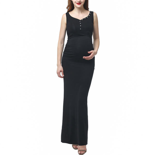 Womens Glow & Grow&#40;R&#41; Button Accent Maternity Maxi Dress - image 