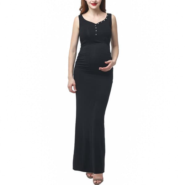 Womens Glow & Grow&#40;R&#41; Button Accent Maternity Maxi Dress - image 