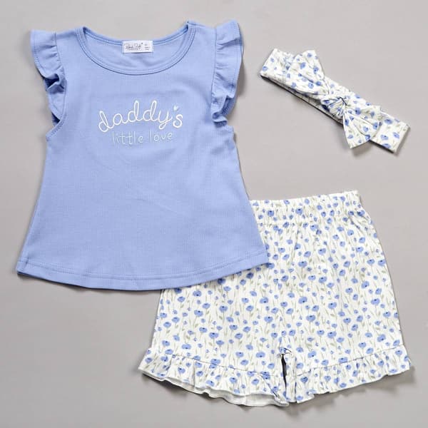 Baby Girl (12-24M) Rene Rofe(R) 3pc. Daddy''s Love Tank & Shorts Set - image 